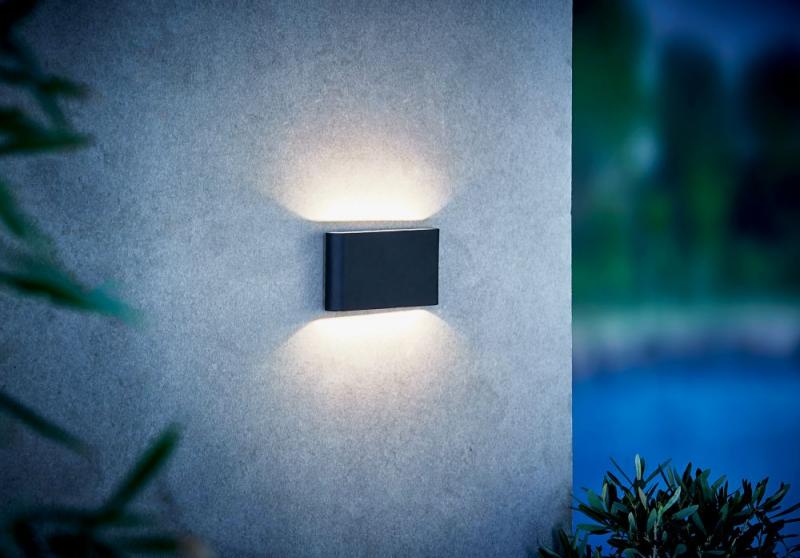 Flache LED-Außenwandleuchte schwarz Superschlankes Design